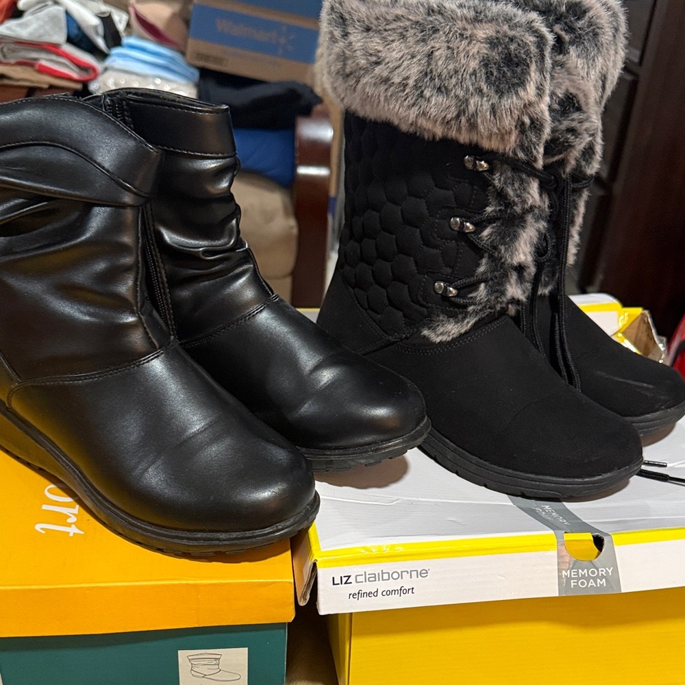 Liz Claiborne Black and Gray Winter Boots